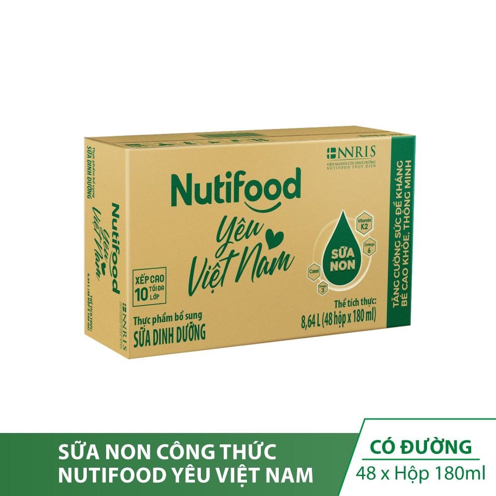 Thùng 48 Hộp Sữa Non Công Thức Nutifood Yêu Việt Nam 180ml - NTMilk