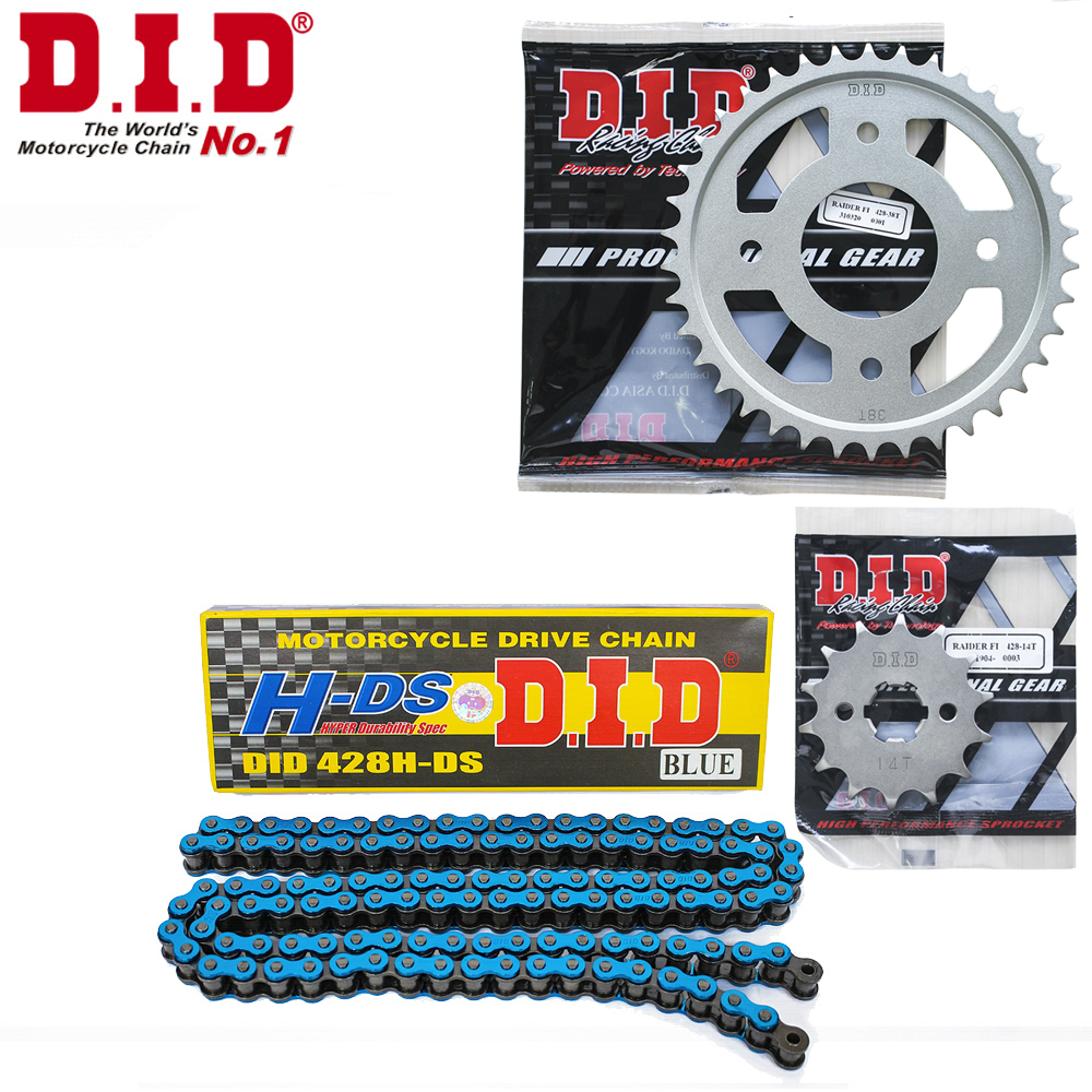 Nhông sên dĩa did suzuki raider fi, satria 150 sên metalic blue 428hds-122rb, 14t-38t