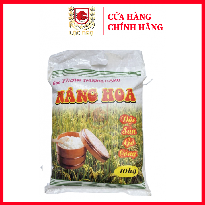 Gạo Nàng Hoa Gò Công-Túi 10kg-Dẻo Vừa, Thơm, Mềm Cơm- Gạo Ngon cho gia đình Hạnh Phúc