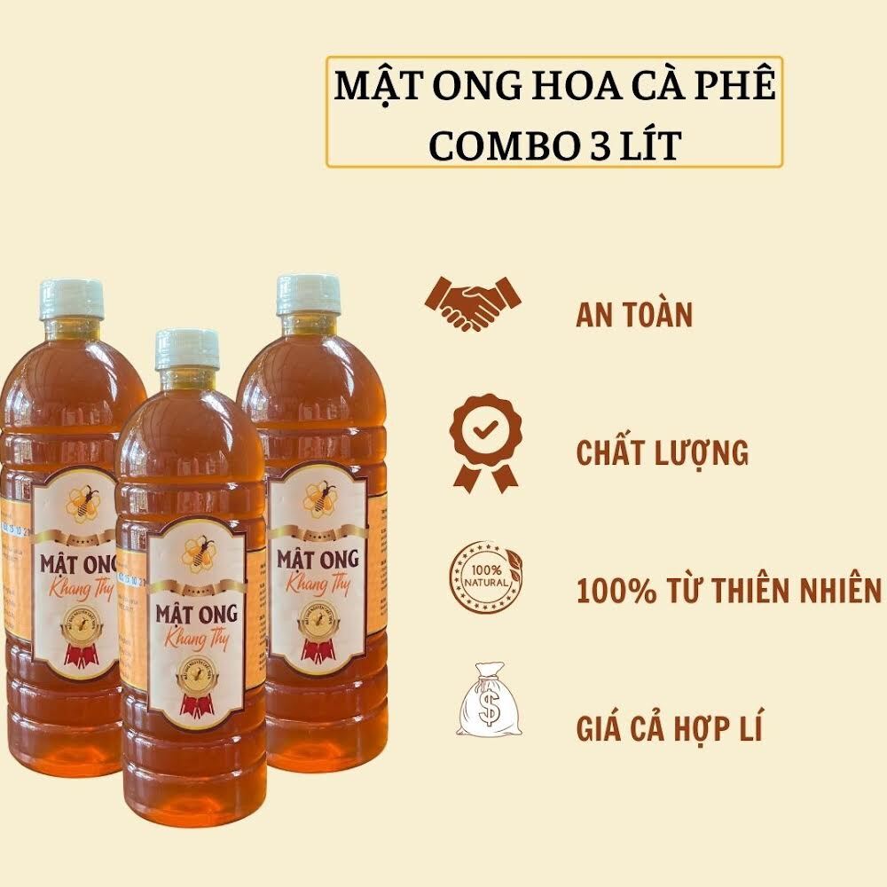 3 Lít Mật Ong Hoa Cà Phê Nguyên Chất - Cam kết chất lượng, hỗ trợ tiêu hóa, tăng sức đề kháng