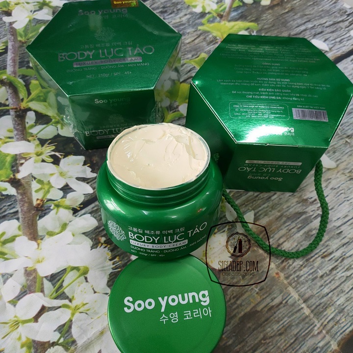 [TẶNG FREE 20K SHIP + QUÀ TẶNG] Kem Body Dưỡng Trắng Da Body Lục Tảo Dưỡng Trắng Da SOO YOUNG (250G)
