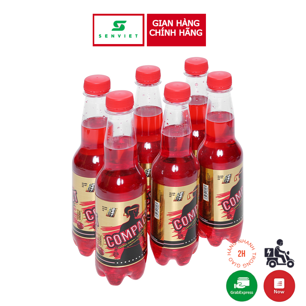 Lốc 6 chai nước tăng lực Compact vị cherry 330ml