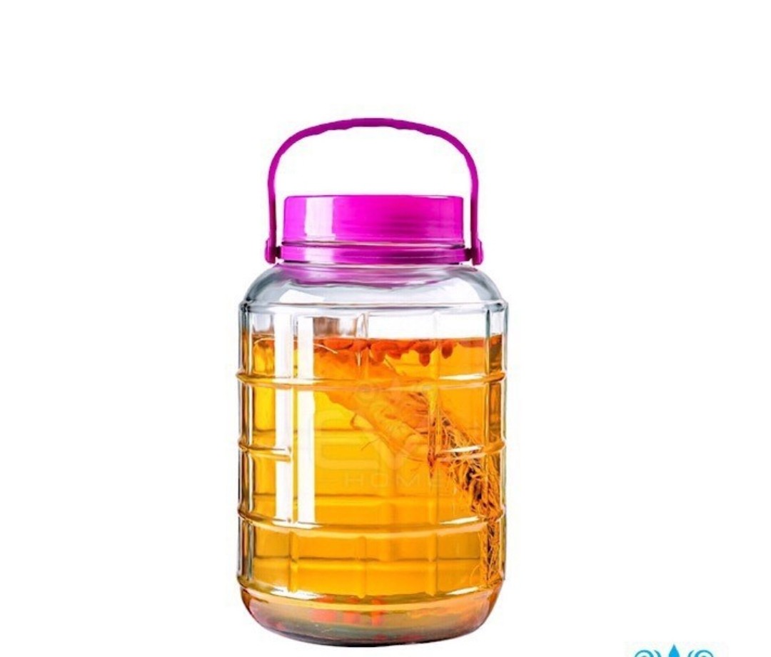 Bình thủy tinh quai xách 3 lít nắp nhựa