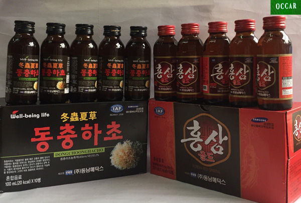 Combo Nước Hồng Sâm Và Nước Đông Trùng Hạ Thảo Hàn Quốc 20 chai x 100ml, có tác dụng bồi bổ sức khỏe, giảm mệt mỏi, nước sâm hàn quốc, nước hồng sâm chai, Occar