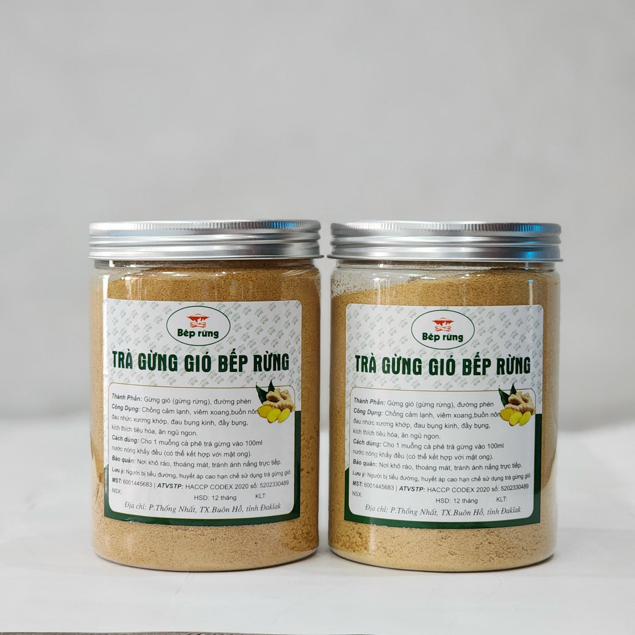 Combo 2 hủ 500gram trà gừng gió đường phèn bếp rừng 1kg