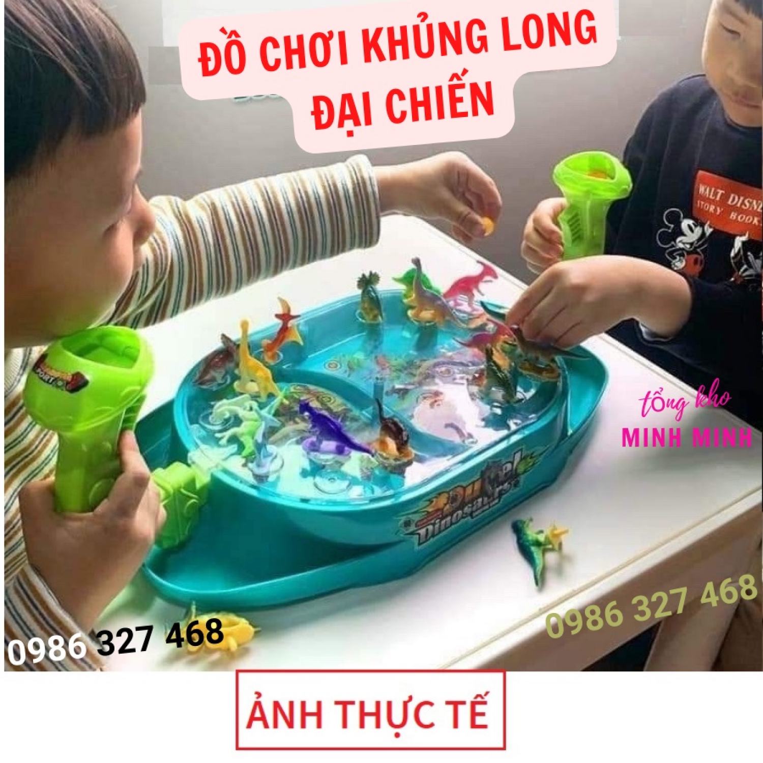 Khủng long đại chiến dino, đồ chơi trẻ em tương tác 2 người, bắn khủng long cho bé gái, bé trai