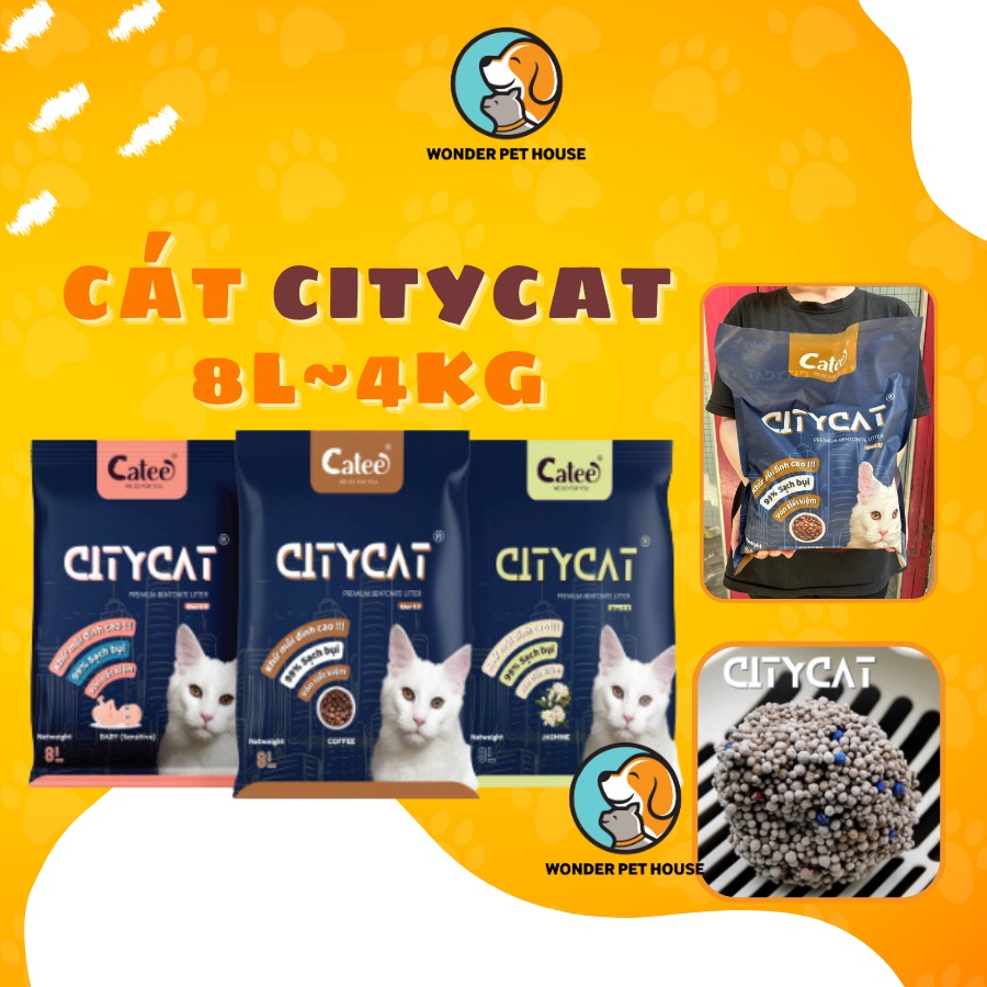 Cát vệ sinh cho mèo CITYCAT 8L 4kg siêu vón khử mùi