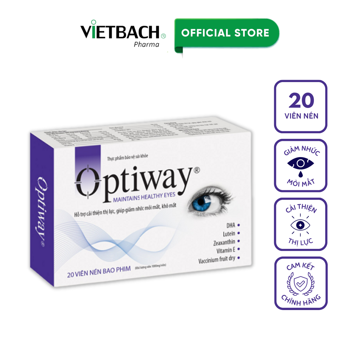 Viên uống Optiway hỗ trợ cải thiện thị lực, giảm nhức mỏi mắt (Hộp 20 viên)