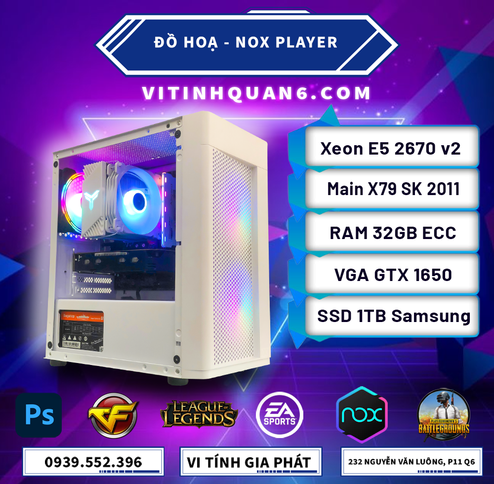 Pc cày trên 10 noxplayer - đồ hoạ - render mượt mà e5 2670 v2/gtx 1650