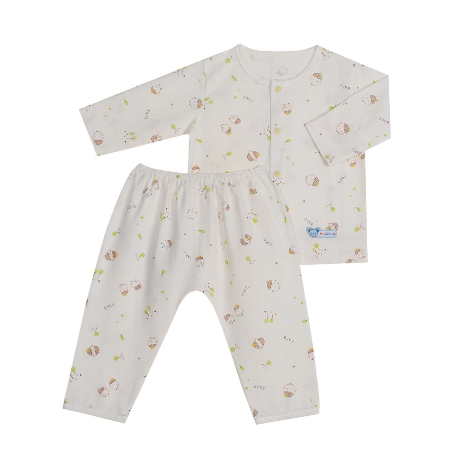 Bộ sơ sinh bông dài BA1009 ( Hình in ngẫu nhiên )  - HELLO BB