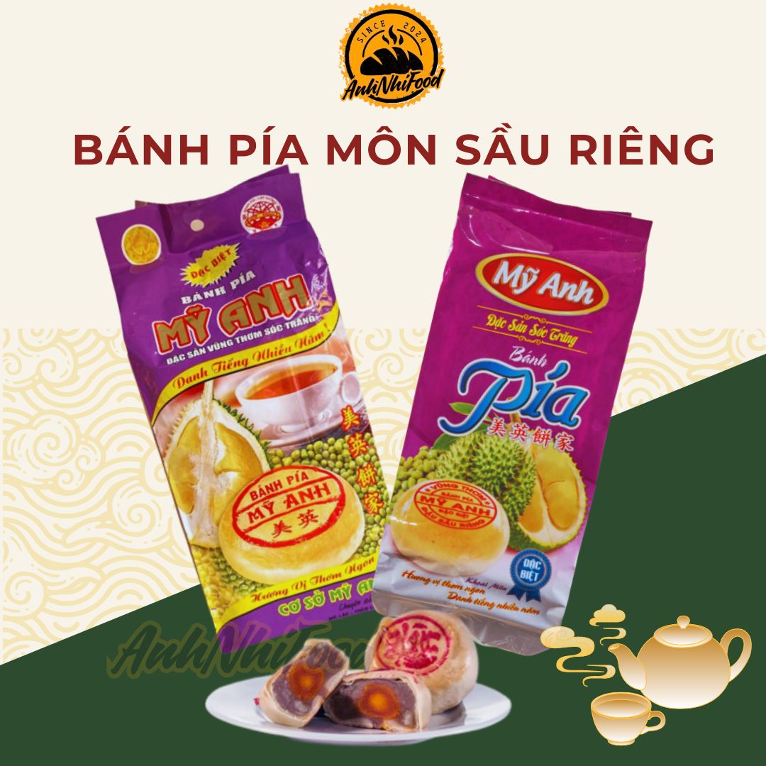 Bánh pía khoai môn sầu riêng trứng muối 500g, bánh pía Sóc Trăng Mỹ Anh vị truyền thống