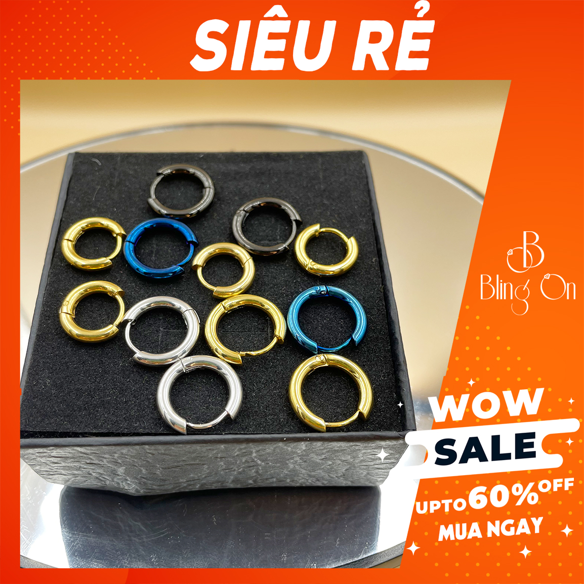 Bông Tai Tròn Trơn Nữ Nam Khuyên Tai Khoen Tròn Nhỏ Nam Nữ Giá Rẻ
