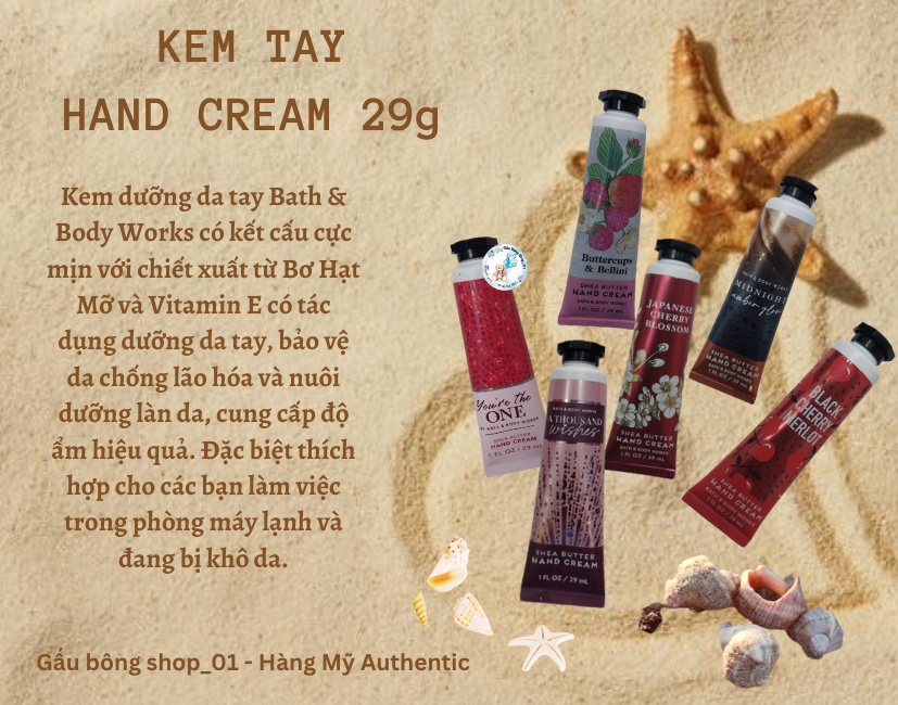 Kem dưỡng da tay bath & body works - hand cream 29ml