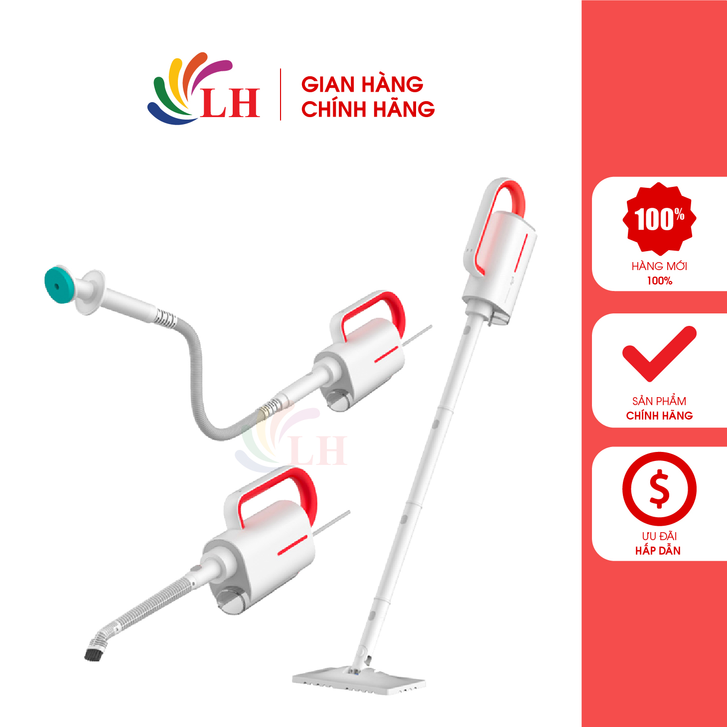 Máy vệ sinh hơi nước cầm tay Deerma DEM-ZQ610 - Dung tích 230ml, công suất 1600W, công nghệ hơi nước 150 độ dùng để khử trùng và làm sạch