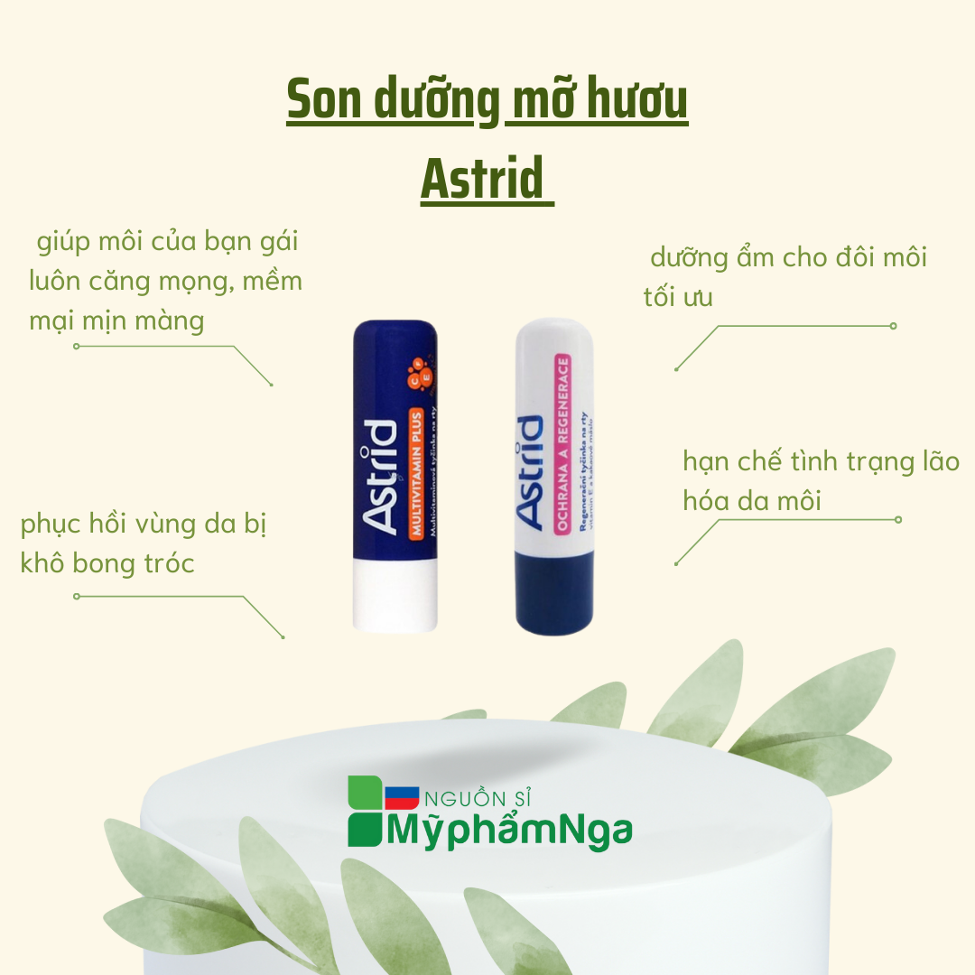Son dưỡng mỡ hươu Astrid dưỡng và tẩy da chết môi