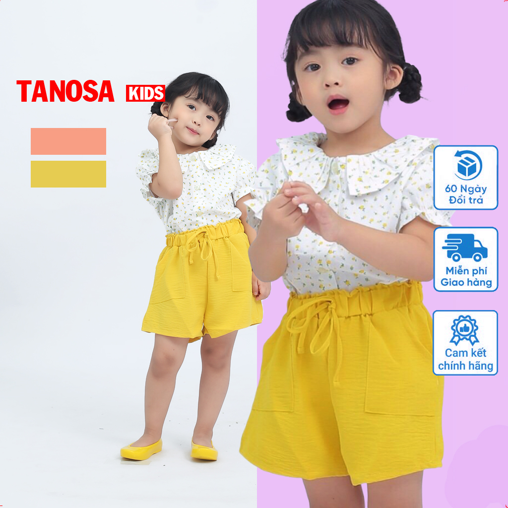 Set bộ bé gái chất liệu vải thô mềm mát hoạ tiết hoa nhí từ 12-28kg TANOSA