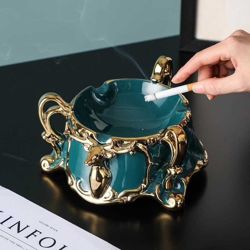 Gạt tàn sứ xanh cổ vịt sang trọng - Gạt tàn thuốc lá - Gạt tàn bằng gốm sứ chất liệu cao cấp làm tăng vẻ sang trọng