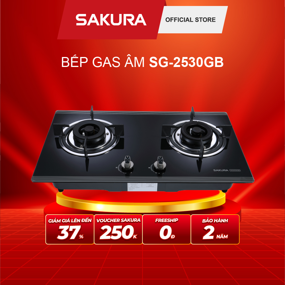 Bếp Gas Âm SAKURA SG-2530GB - Bảo Hành Chính Hãng 24 Tháng