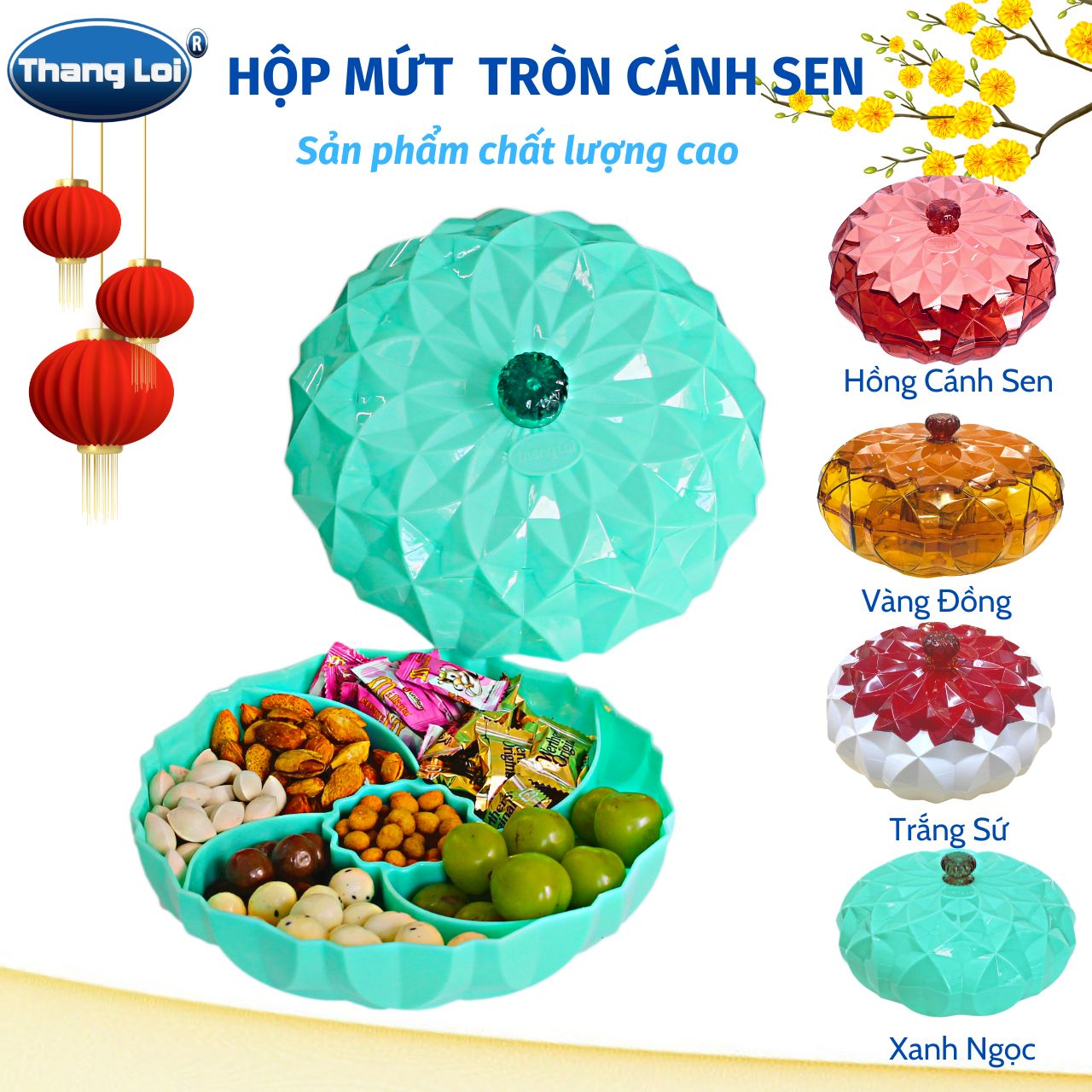 Hộp mứt tết Thắng Lợi Hộp mứt Tròn