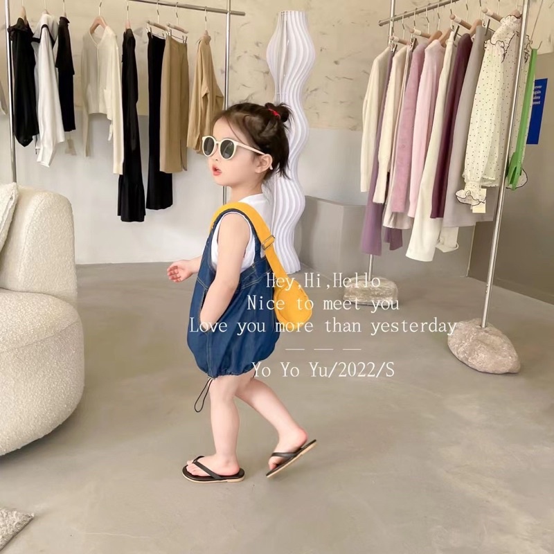 Set yếm bò áo balo cho bé gái