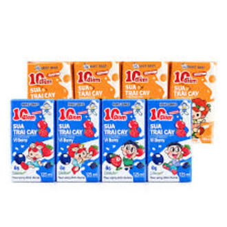 Sữa trái cây Want Want 10 điểm vị Berry, vị Cam 125ml hỗ trợ phát triển trí não và thể chất vượt trội