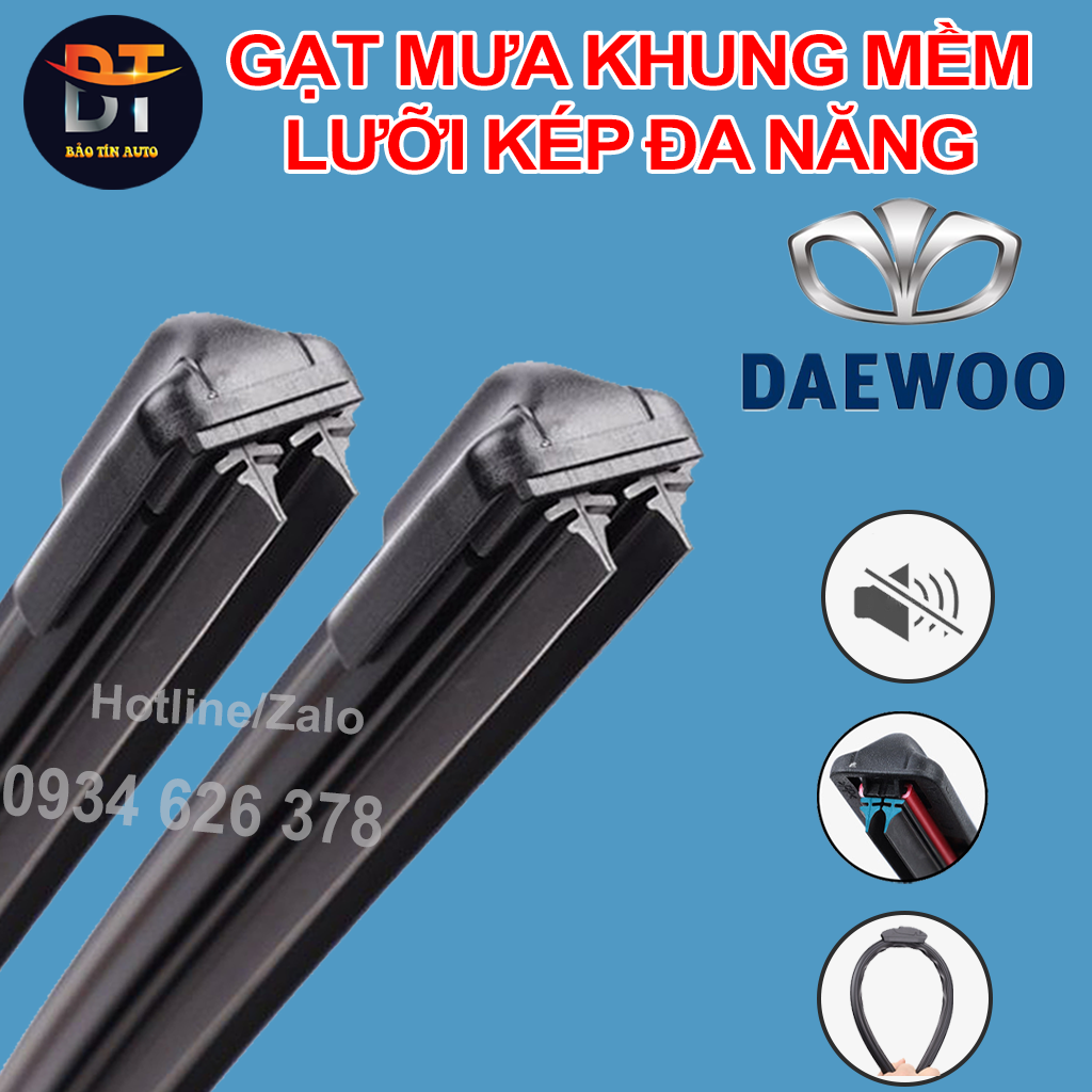 [LƯỚI KÉP] Bộ gạt mưa lưỡi kép cao cấp DEAWOO thanh cần gạt nước mưa 2 lưỡi khung mềm đa năng, gạt kính ô tô, thanh chổi gạt mưa xe oto  CHEVROLET TRAX, lá lúa gạt mưa, cần lưỡi gạt nước kính oto xe hơi