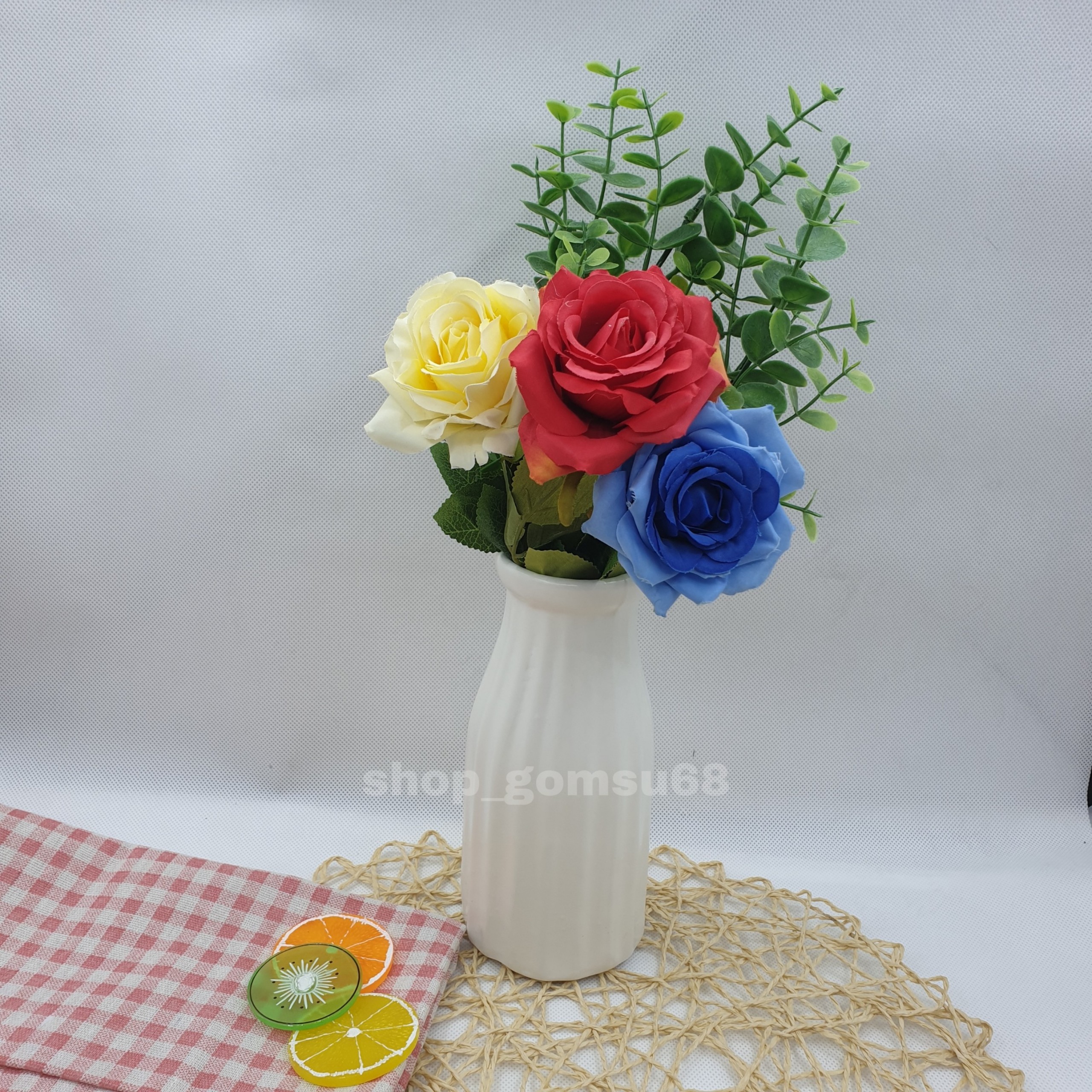 Lọ cắm hoa sứ Bát tràng dáng múi dọc thắt eo, cao 19cm đủ màu siêu đẹp