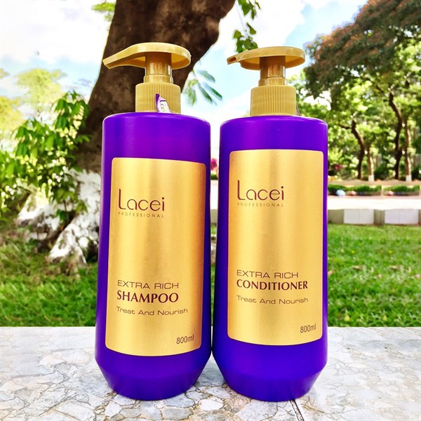   HÀNG CÔNG TY DATE 2026 BỘ DẦU GỘI DẦU XẢ PHỤC HỒI TÓC SIÊU MƯỢT LACEI EXTRA RICH MÀU TÍM 800MLx2 