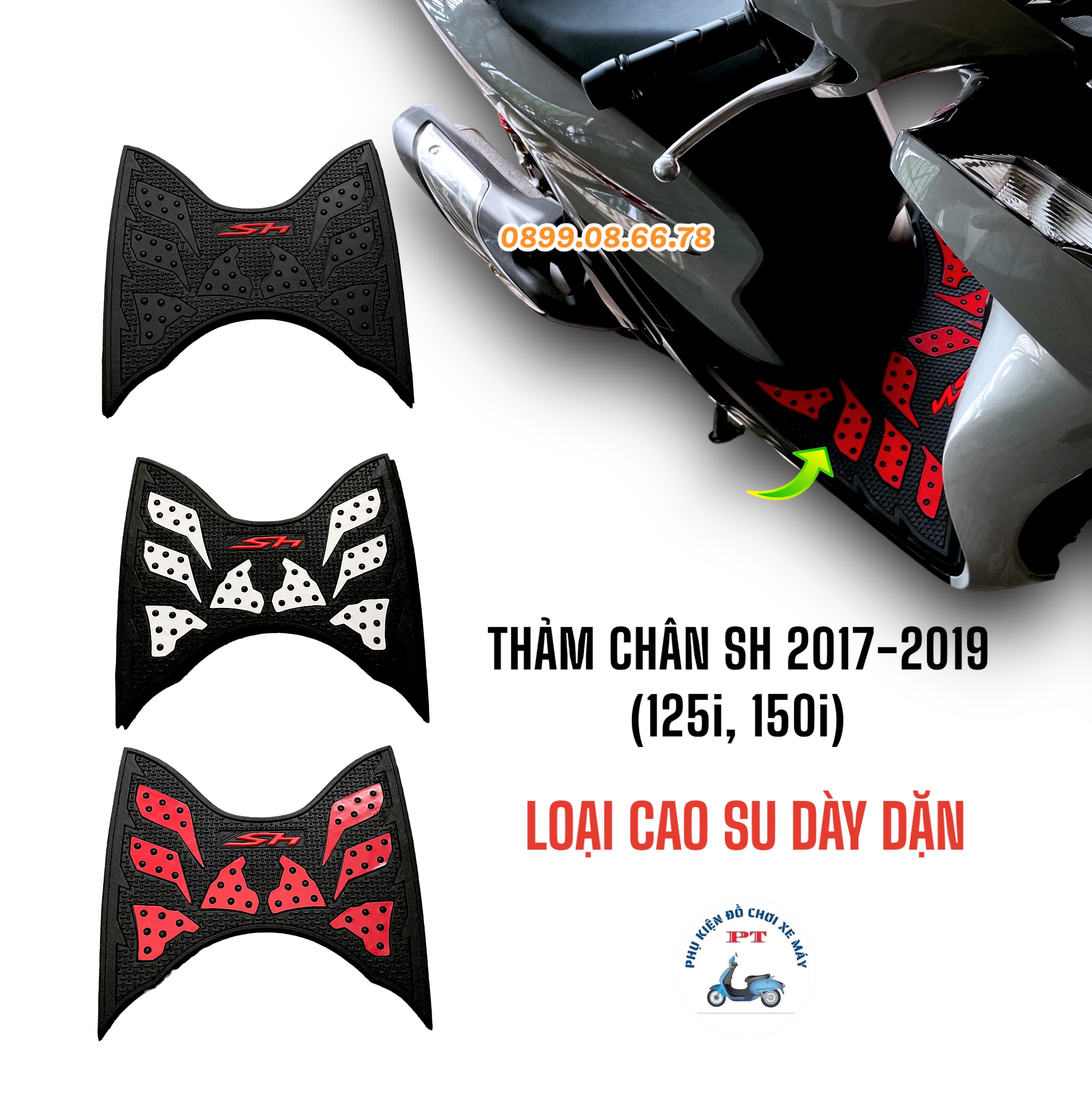 Thảm Chân Xe SH 2017, 2018, 2019 - Cao Su Dày - Lót Sàn, Lót Chân, Gác Chân Trước Xe Máy
