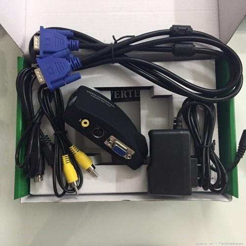 Bộ chuyển tín hiệu AV, Svideo sang VGA (đen) ,Bộ chuyển đổi AV+S-VIEO+ VGA sang VGA