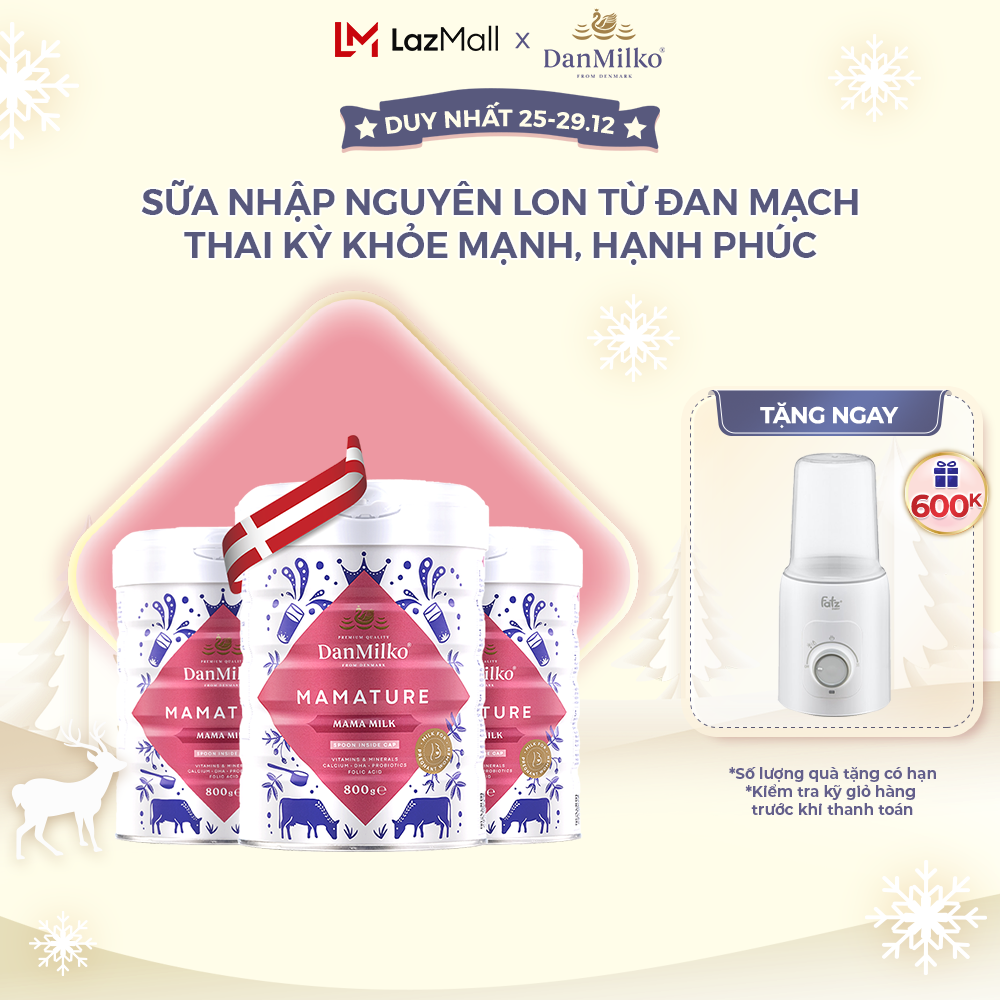 [QUÀ TẶNG 600K] Combo 3 Sữa bột Danmilko Mamature Mama Milk - Bổ sung 22 Vitamin & Khoáng chất cho mẹ bầu và mẹ đang cho con bú