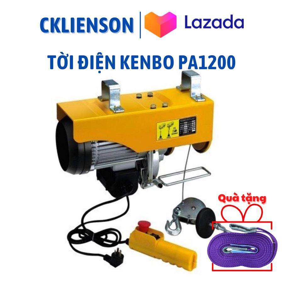 Tời điện tải 960kg tời điện kenbo tời điện pa1200 tải trọng tối đa 960kg, điện áp 220v cáp dài 12 mét, 40 mét - cơ khí liên sơn