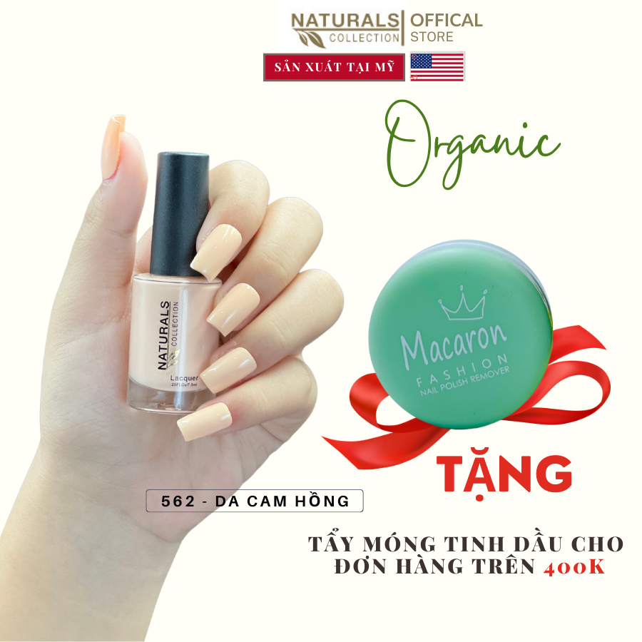 Sơn dưỡng thành phần hữu cơ phục hồi móng yếu, hư tổn USA NATURALS COLLECTION màu da cam hồng - 7.5ml - 562