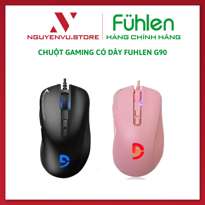 Chuột Gaming Có Dây Fuhlen G90 Optial USB Black/Pink - Hàng Chính Hãng
