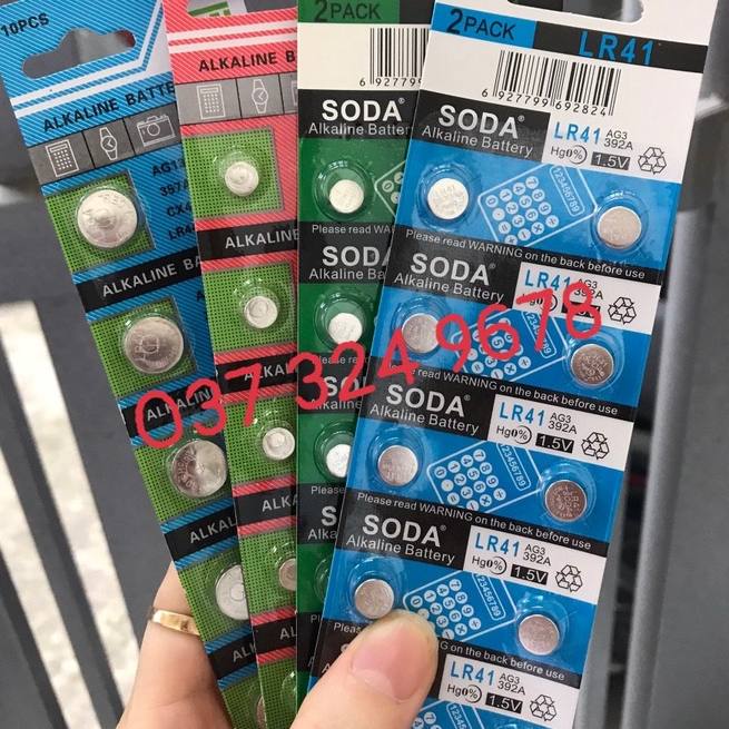 Vỉ 10 viên pin cúc áo lr44 ag13 lr626 lr621 ag4 lr41 ag3 ag1 pin đồng hồ soda 1,55v