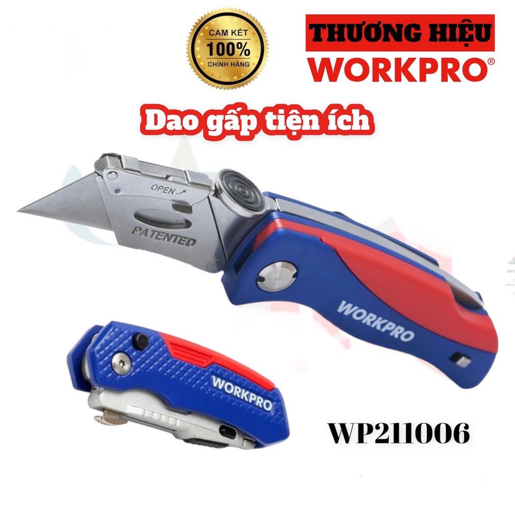 Dao gấp tiện ich có lưỡi cắt gấp gọn, có thể thay thế lưỡi dao workpro wp211006 - hàng chính hãng