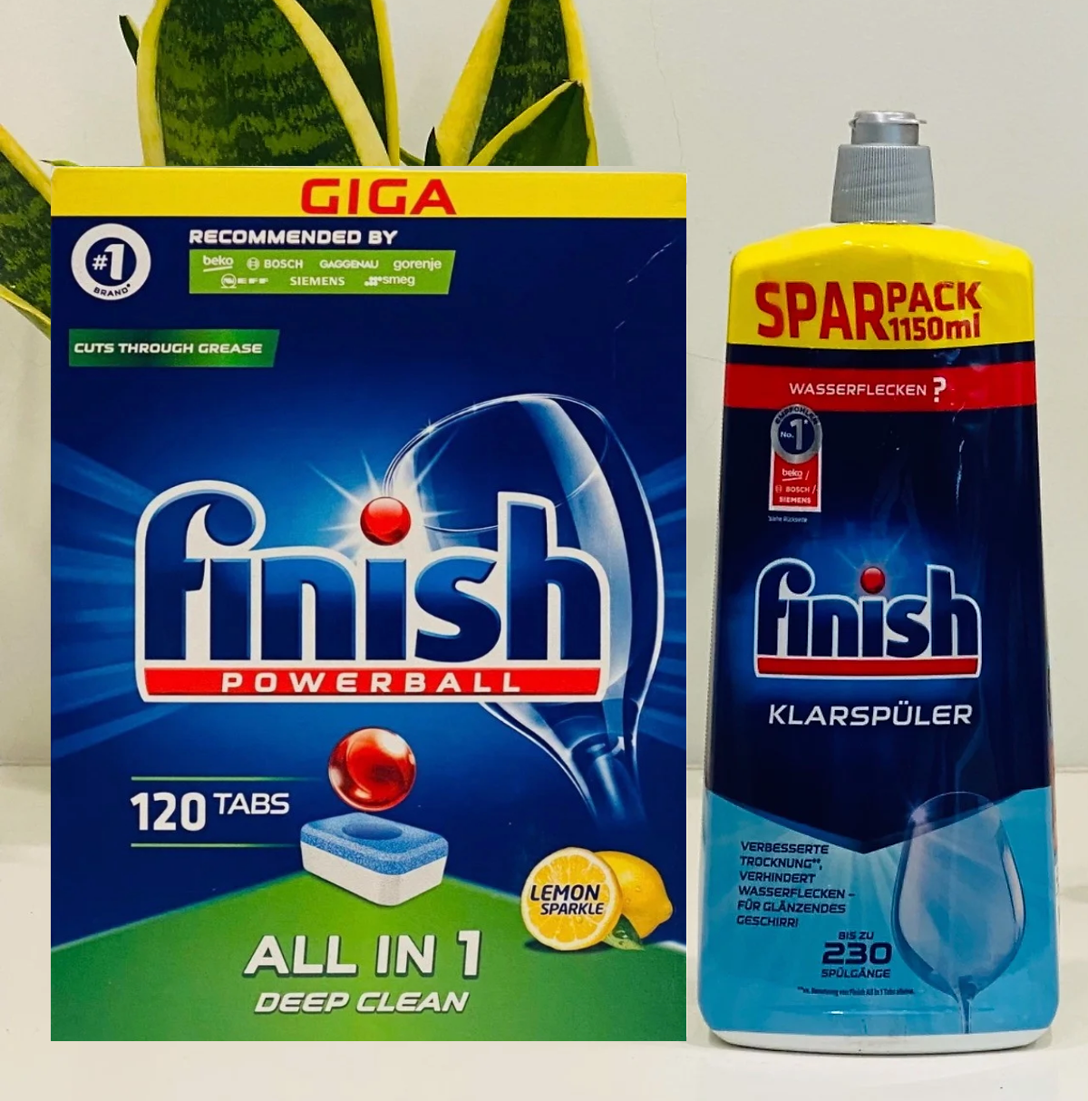 Combo: 120 Viên rửa bát Finish + 1150ml Dầu làm bóng finish Đức
