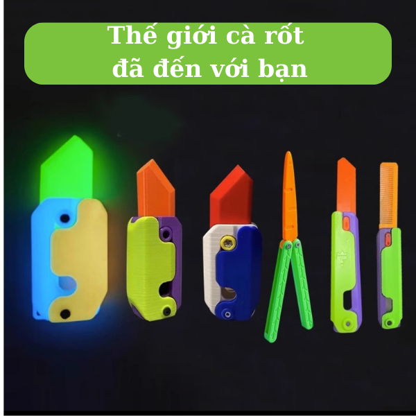 Đồ chơi Dao Cà Rốt 3D Dao Trọng Lực, lược, Balisong, Karambit Giải Trí Vui Vẻ