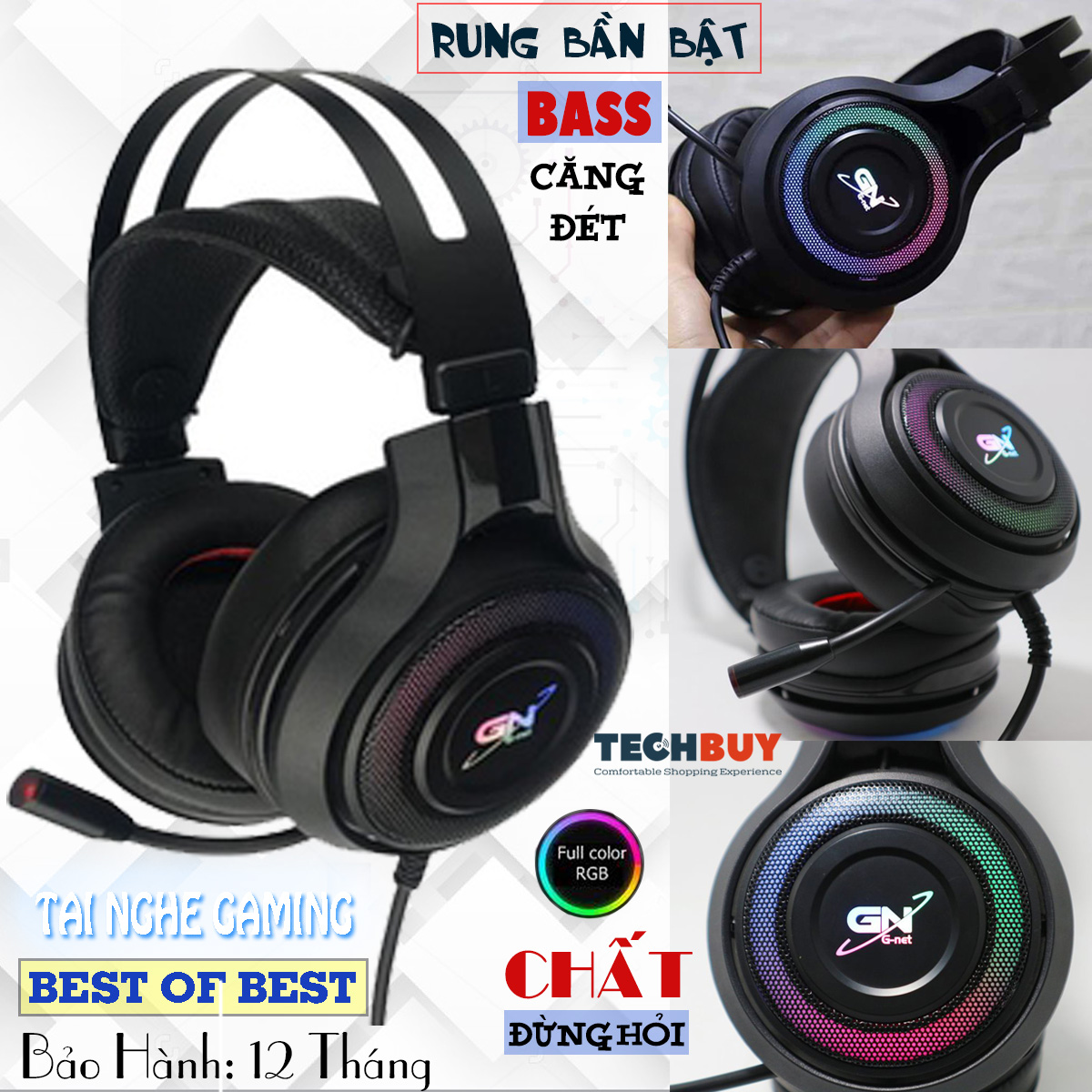 Tai nghe gaming G-Net GH6 Plus 7.1 Rung RGB Led I Headphone GNet GH6 Plus 7.1 RGB LED