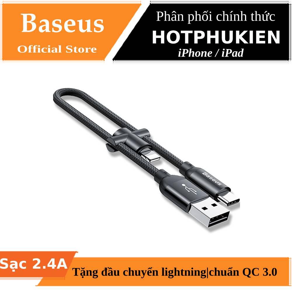 Dây Cáp sạc nhanh 2 in 1 Type-C tích hợp đầu chuyển Type C to Lightning hiệu Baseus U-Shaped Portable LV298 - Phân phối bởi Hotpukien