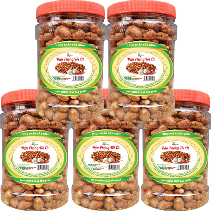 Combo 5 hũ đậu phộng rang tỏi ớt MỖI HŨ 200G HIỆU SK FOOD