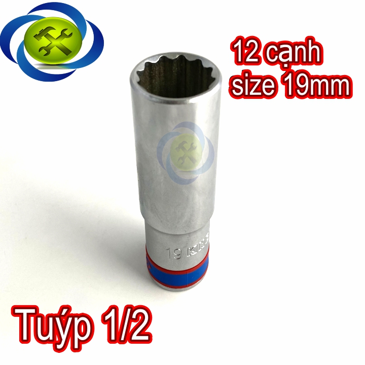 Tuýp 1/2 inch 19mm 12 cạnh màu trắng loại dài kingtony 423019m