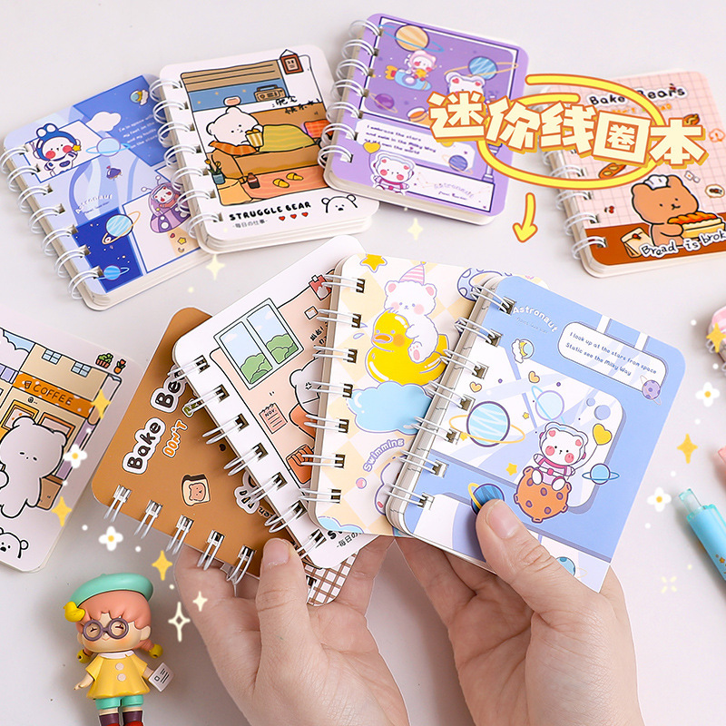 Sổ Lò Xo A7, Mini Siêu Cute Size, Sổ Tay Ghi Chép 160 Trang Cartoon Dễ Thương
