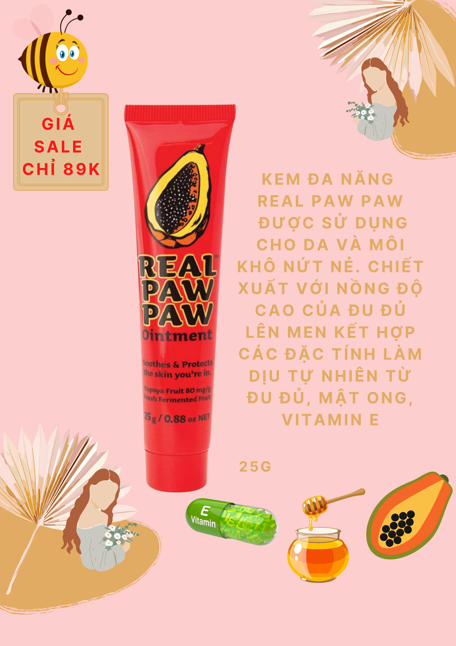 Kem đa năng đu đủ real paw paw 25g