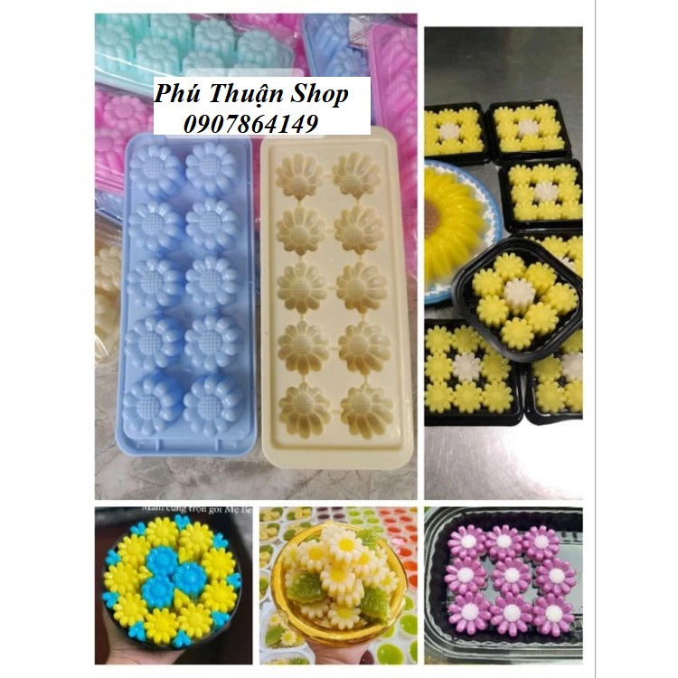 KHUÔN LÀM ĐÁ, THẠCH RA CÂU HÌNH 10 HOA CÚC