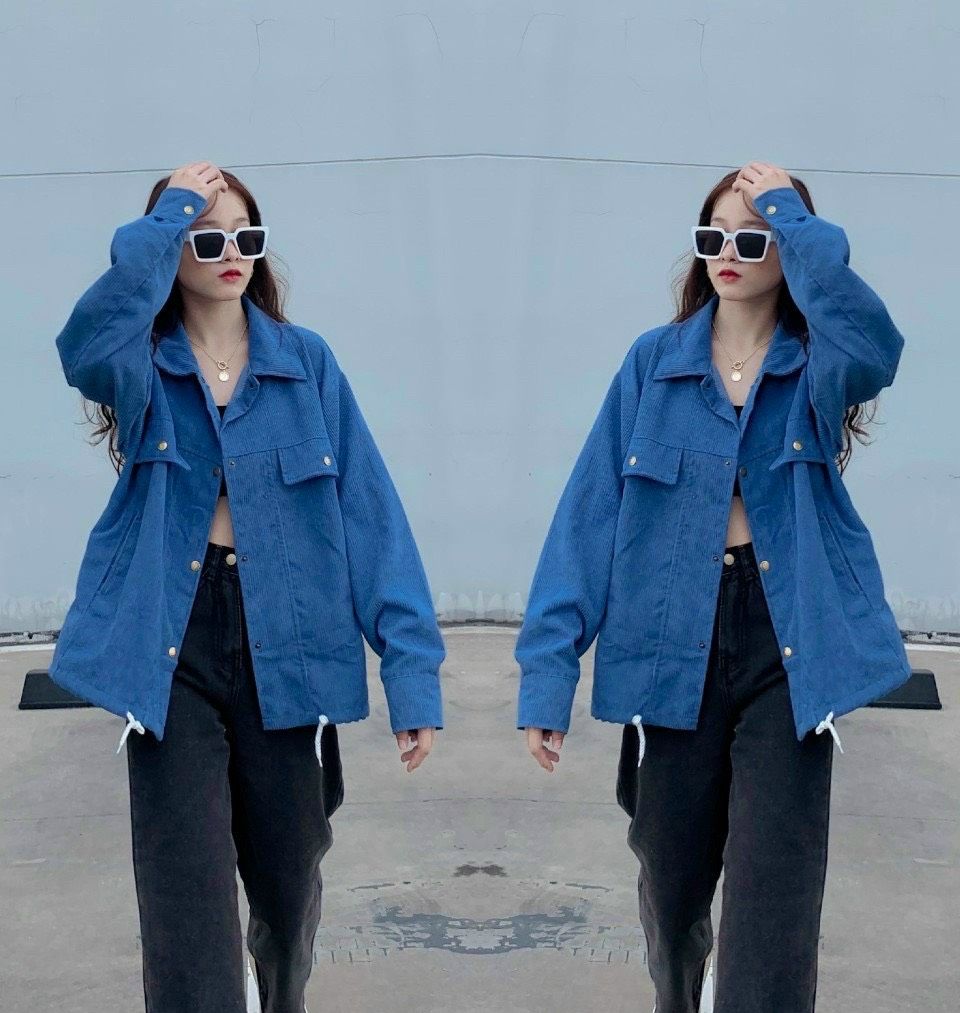 Áo sơmi nhung gân 2 túi trước có dây rút-shopsigiare1