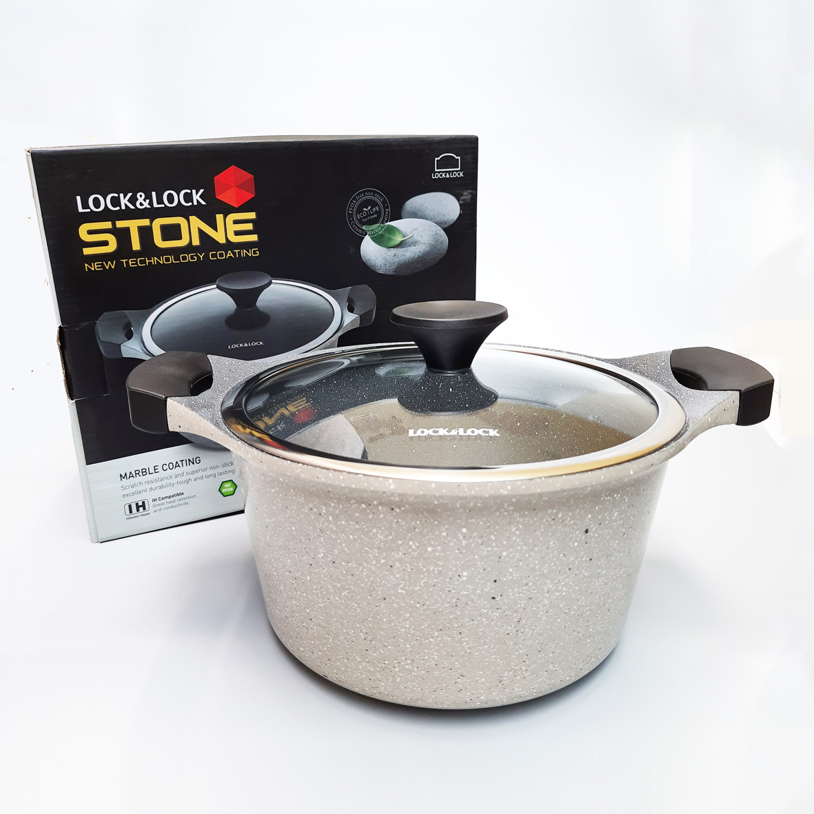 Nồi đá thân cao lock&lock dòng stone 7 lớp 20cm-24cm lca6244d-ih,lca6202d-ih
