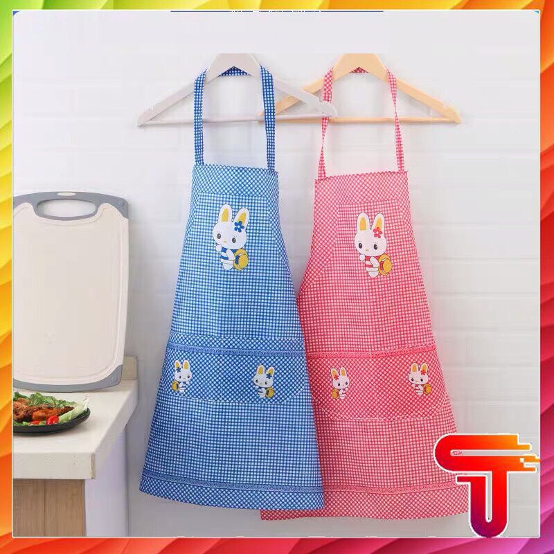 Tạp Dề Nấu Ăn In Hình Thỏ Chống Bẩn Chống Nước