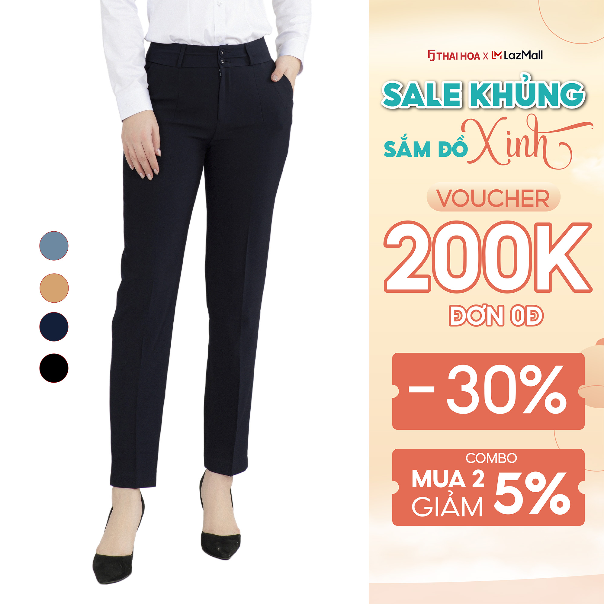 Quần tây nữ Thái Hoà công sở các màu form nhỏ QAW2016-R02