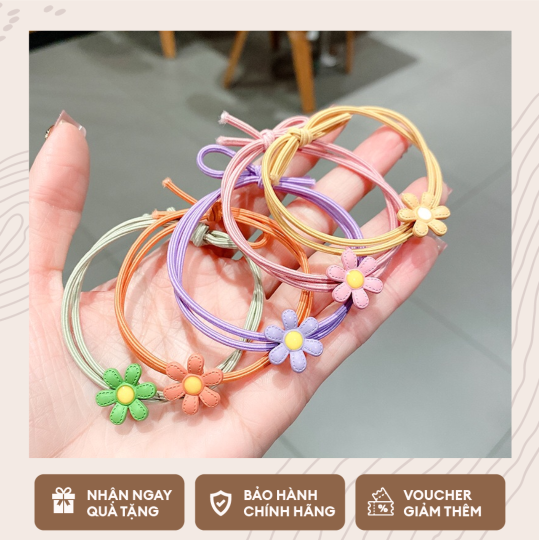 Combo 1000 dây cột tóc hoa cúc nhí mix 5 màu